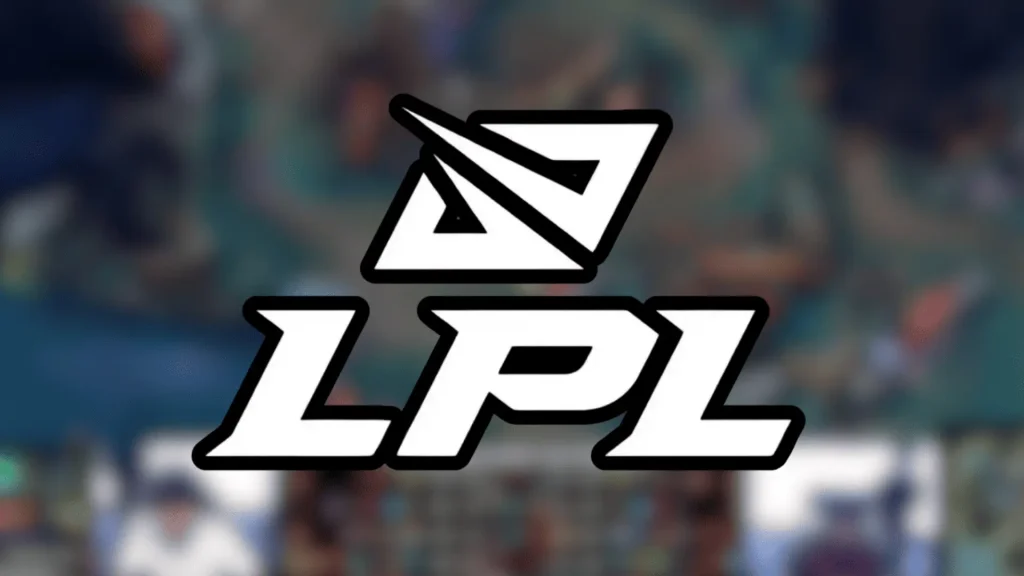 LPL logo for League of Legends Pro League on blurred esports gameplay background