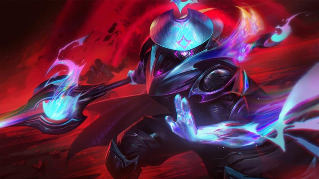 Sword-wielding character radiating a mystical blue light