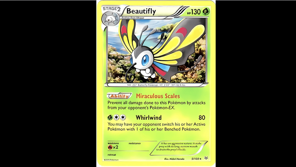 roaring skies card Grass Type Pokémon Beautifly