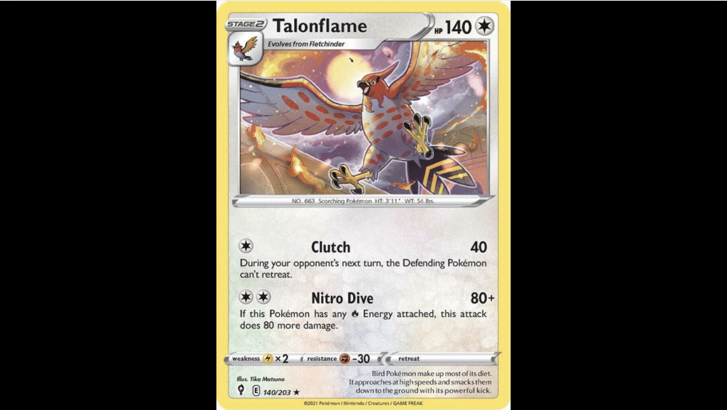roaring skies card Grass Type Pokémon Talonflame