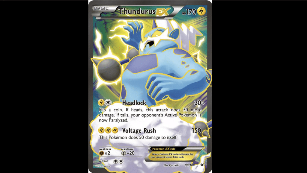 roaring skies card Grass Type Pokémon Thundurus EX