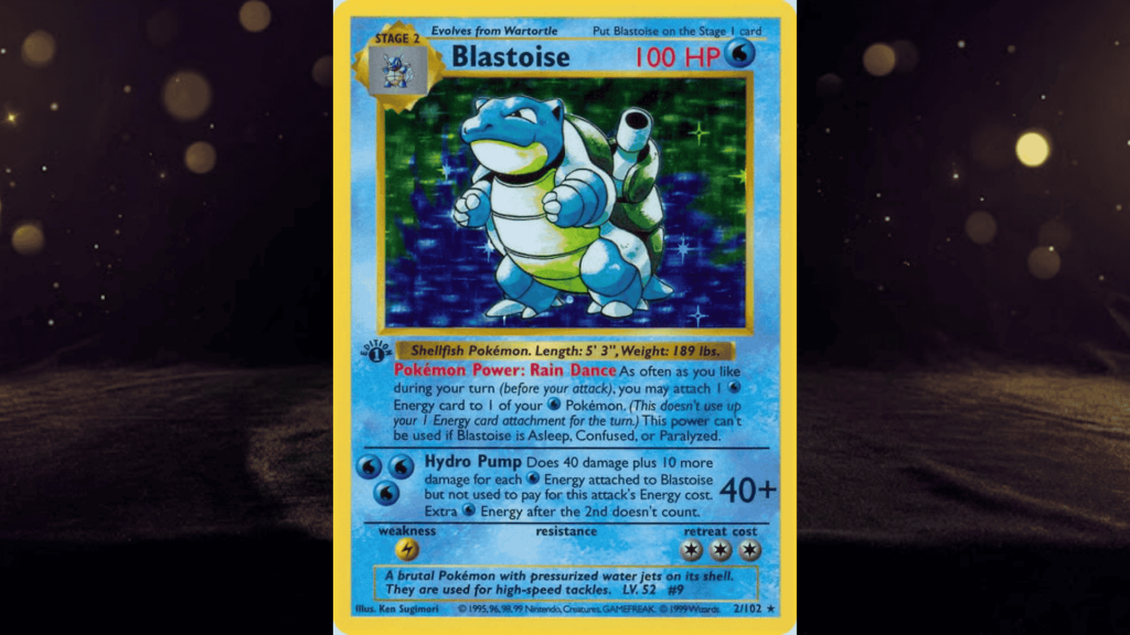 1999 pokemon game blastoise holo 1st edition