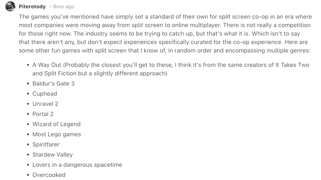 reddit insights on split screen xbox games