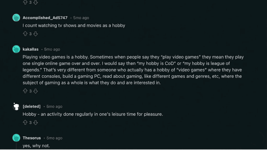 is playing video games a hobby reddit