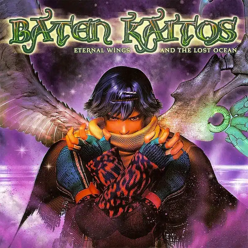 Baten Kaitos cover art showing main character with wings and glowing elements against purple fantasy backdrop