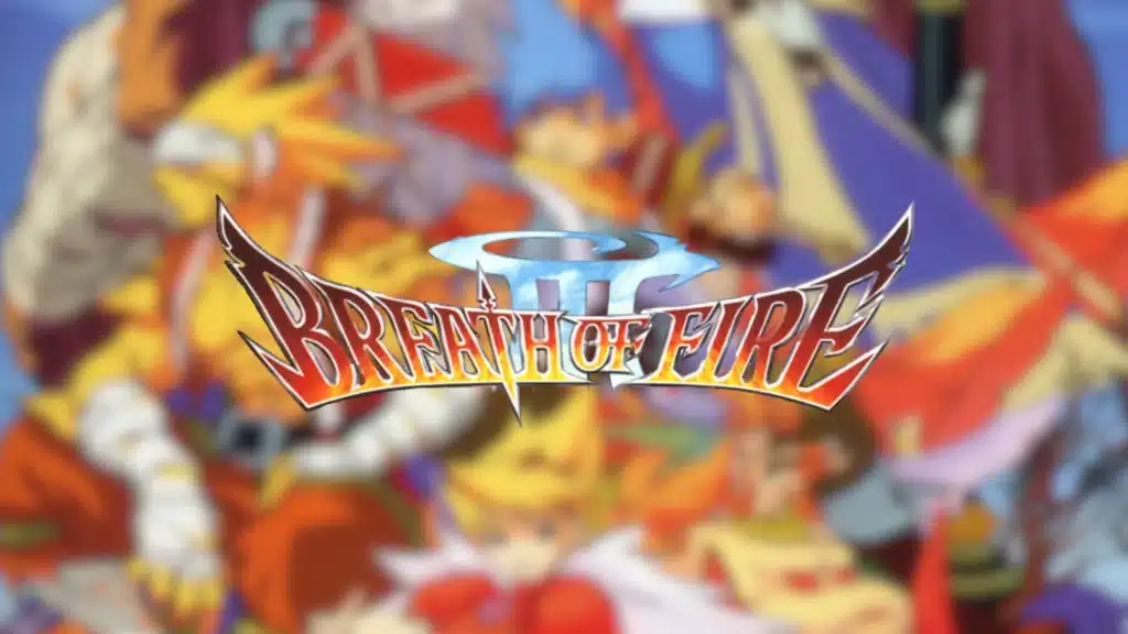 Grandia artwork with main characters in bright anime style, featuring Justin with a sword and party members