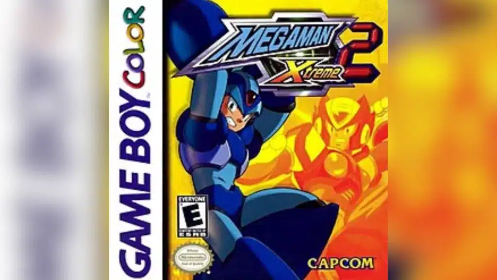 Mega Man Xtreme 2 Game Boy Color cover art showing Mega Man and Zero with yellow action artwork