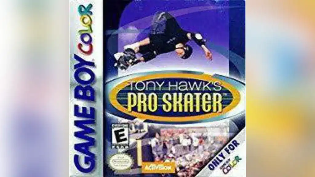 Tony Hawk's Pro Skater Game Boy Color cover showing a skateboarder doing a trick in a skatepark